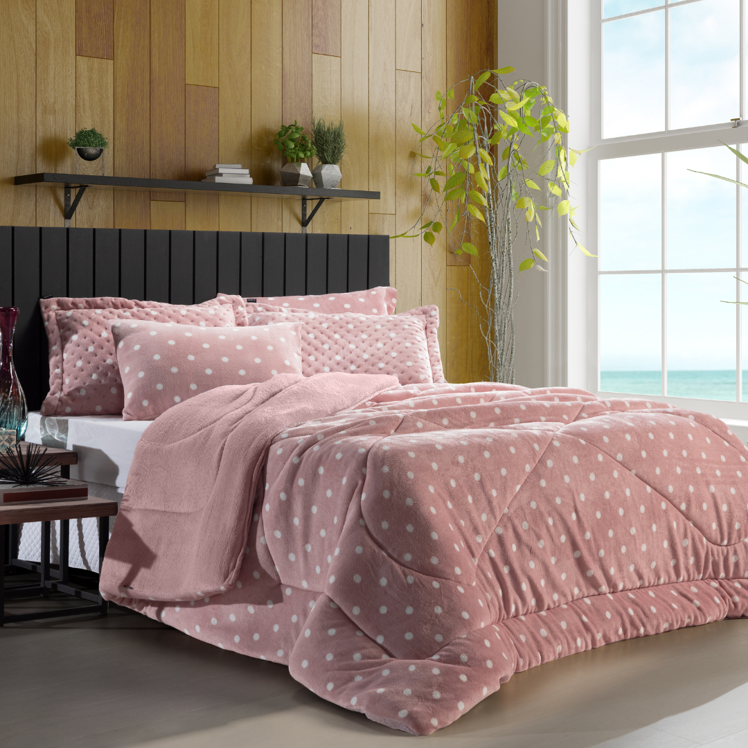 Edredom Queen La Dotta Plush Flannel Estampado c/ Soft Sherpa