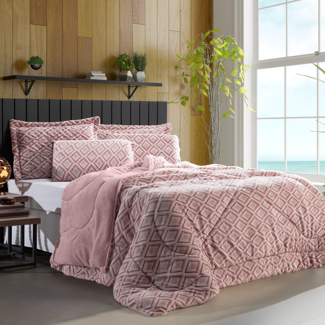 Edredom Queen La Dotta Plush Flannel Estampado c/ Soft Sherpa